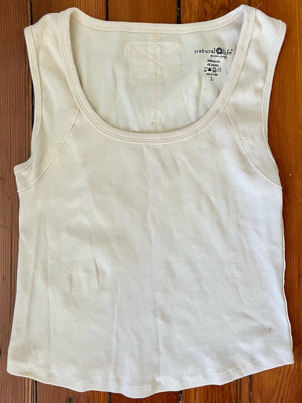 Natural Life Cream Ribbed Tank Top - Size Large
